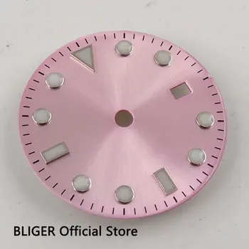 

28.5mm BLIGER Pink Sterile Dial Date Window Watch Dial Watch Face Fit For Miyota 8215 8205 Mingzhu 2813 Movement