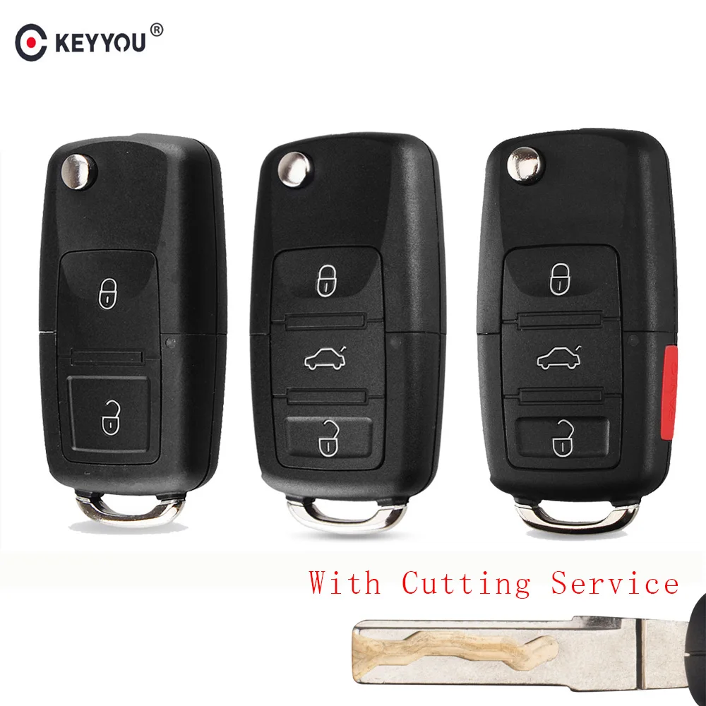 

KEYYOU Cut Blade 2/3/4 BT Folding Car Remote Flip Key Shell Case For VW Passat Polo Golf Touran Bora Ibiza Leon Octavia Fabia
