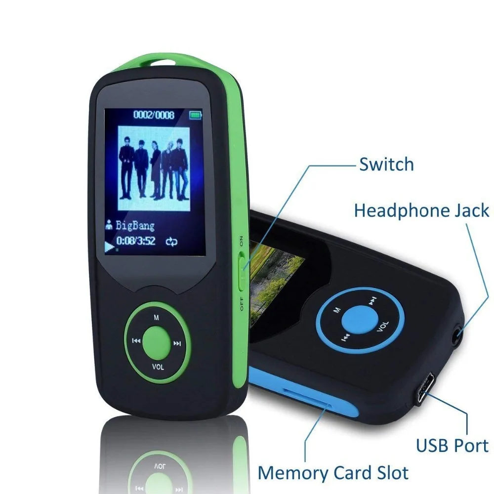 Портативный Hi Fi 8 GB Bluetooth MP3 плеера с FM радио и голос Регистраторы 50 часов Lossless игры