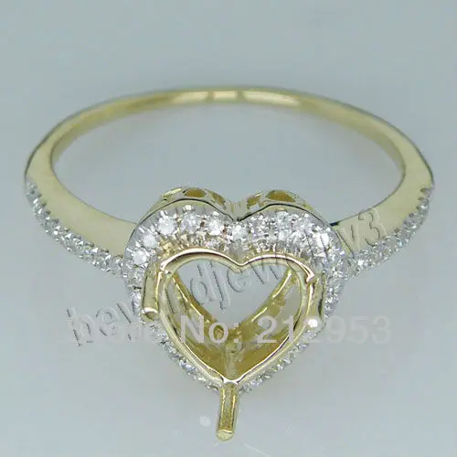 

Heart Shape Semi Mount Ring With Natural Diamond In 14K Yellow Gold Wedding Engagement Setting Ring SR0010