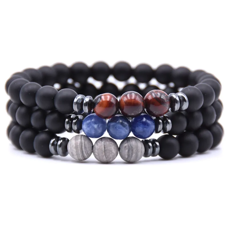 

HYHONEY Matte beads Natural Stone Bracelet men Elasticity Strand Bracelets for women Charms Fashion jewelry 2018 pulseiras