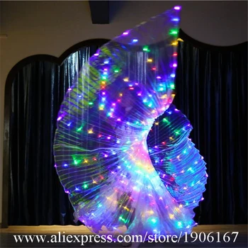 

LED Light Up Halloween Wings Colorful Led Luminous Belly Dance Christmas Cloak Illuminated Stage Performance Props Party Dress