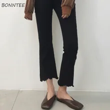 Джинсы женские расклешенные промежности женские элегантные обтягивающие облегающие по щиколотку женские s Harajuku корейский Стиль Высокая талия для отдыха базовые плавки