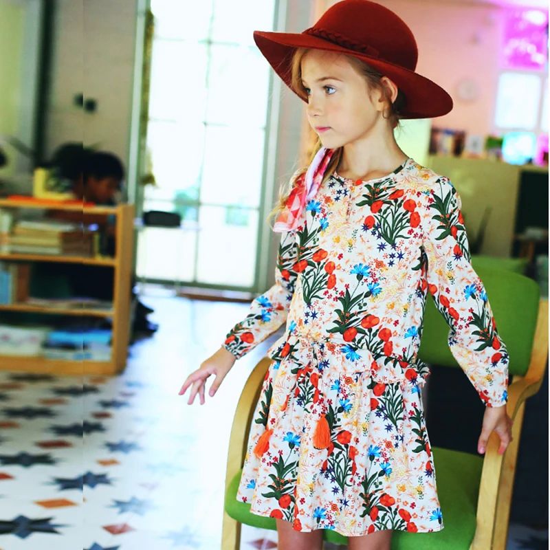 

Girls Autumn Dress Children 2017 Brand Princess Dress Christmas Floral Long Sleeve Kids Dresses for Girls Clothes 10 12 years