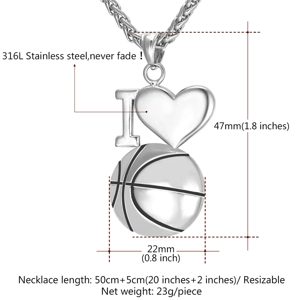 Kpop Ожерелье Баскетбол спортивные ювелирные изделия из нержавеющей стали