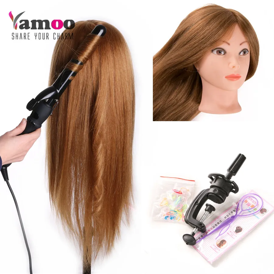 60% human hair training head can be curled