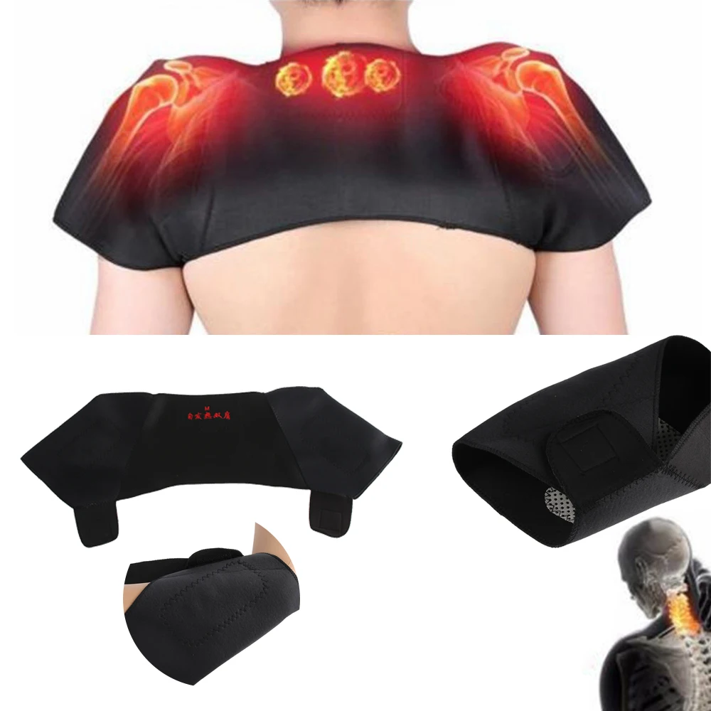 

1pc High Elastic support Basketball Arm Warmers double Shoulder Brace Back shoulder Protector Heating Pad TherapyBraces Support
