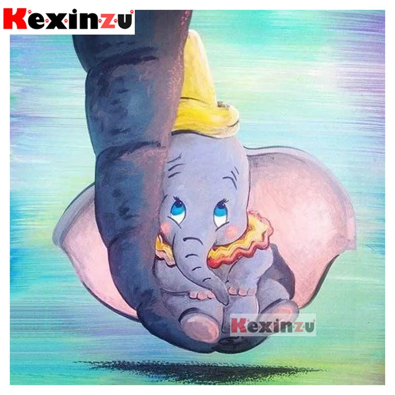 

kexinzu Full 5D DIY fashion Square Diamond Painting"Cute little elephant"3D Embroidery Cross Stitch Rhinestone Mosaic Home Decor