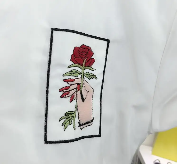 Весна и Осень новинка 2017 свободная Корейская куртка с вышивкой розы|embroidery jacket|spring