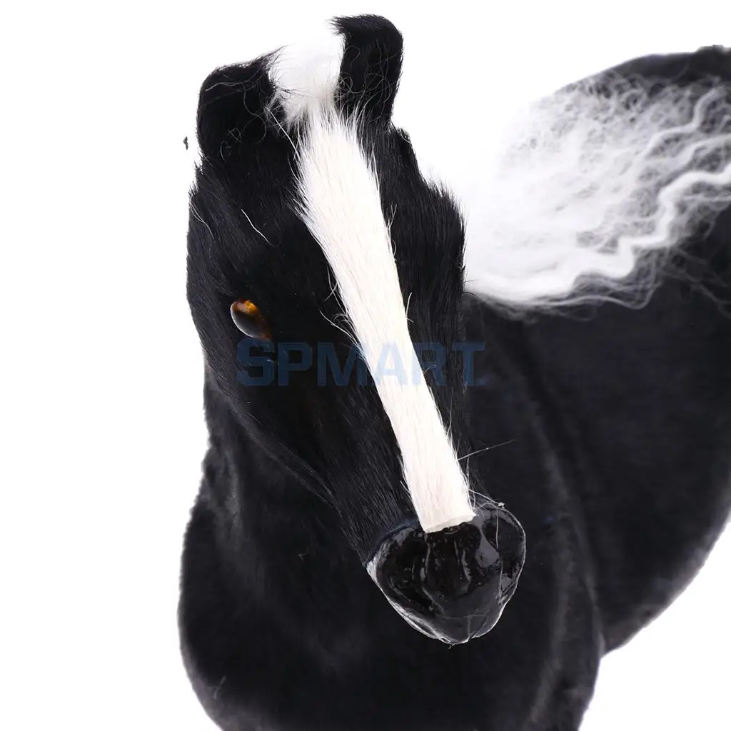 Lifelike Simulation Plush Stuffed Horse Animals Model Figure Plush Figures Soft Toy Home Decoration Black