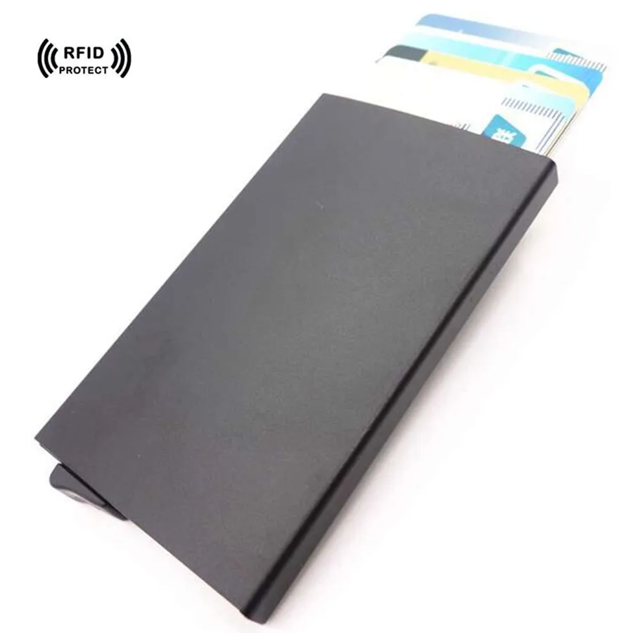 

Rfid Blocking Mens Womens Metal Credit Card Holder Aluminium Automatic Case to Protect Credit Cards Box 2017 New Arrivals