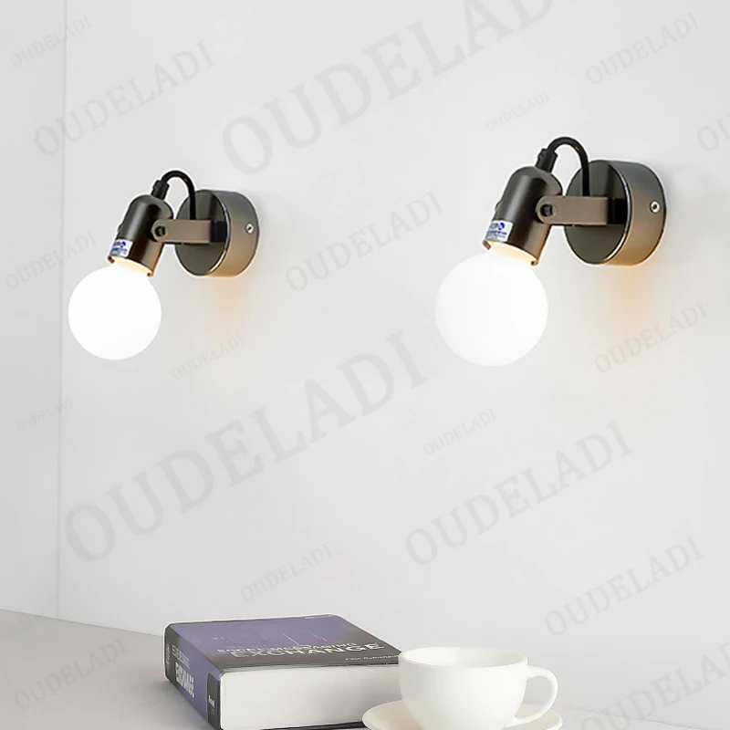 

Modern minimalist Wall Lights bedside bedroom aisle creative living room fashion black white yellow rose gold lamps E27