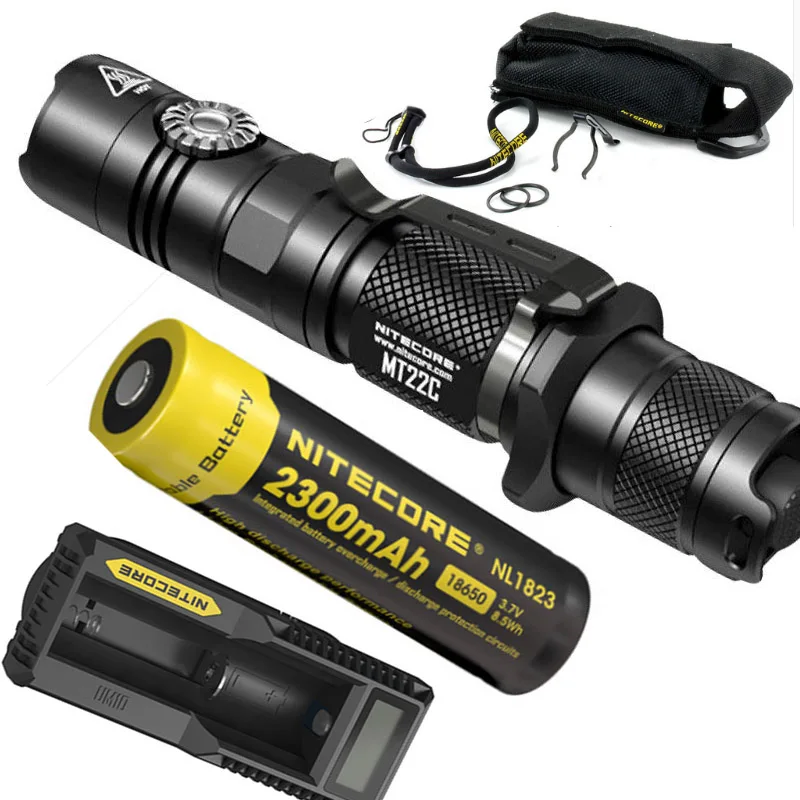 NITECORE MT22C+ 18650 перезаряжаемый аккумулятор поворотный переключатель 1000 LMs фонарик поисково-спасательный портативный литой фонарь - Испускаемый цвет: MT22C  NL1823 UM10