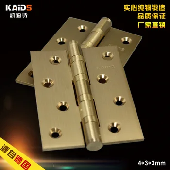 

KAIDS 2 Pcs/set 4 Inch Furniture Hardware Accessories Swing Hinges Thick Gold Pure Copper Wooden Door Silent Hinge