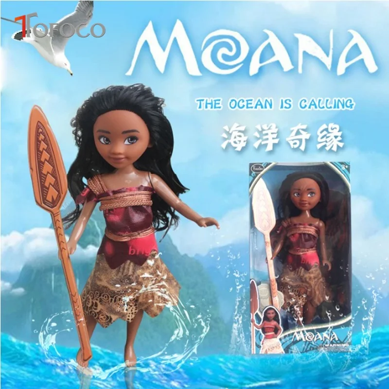 

TOFOCO 24cm Kawaii Movable Princess Moana Dolls Toys Model Box Cartoon Movie Marble Figures Plastic Dolls Gift for Girls Maui