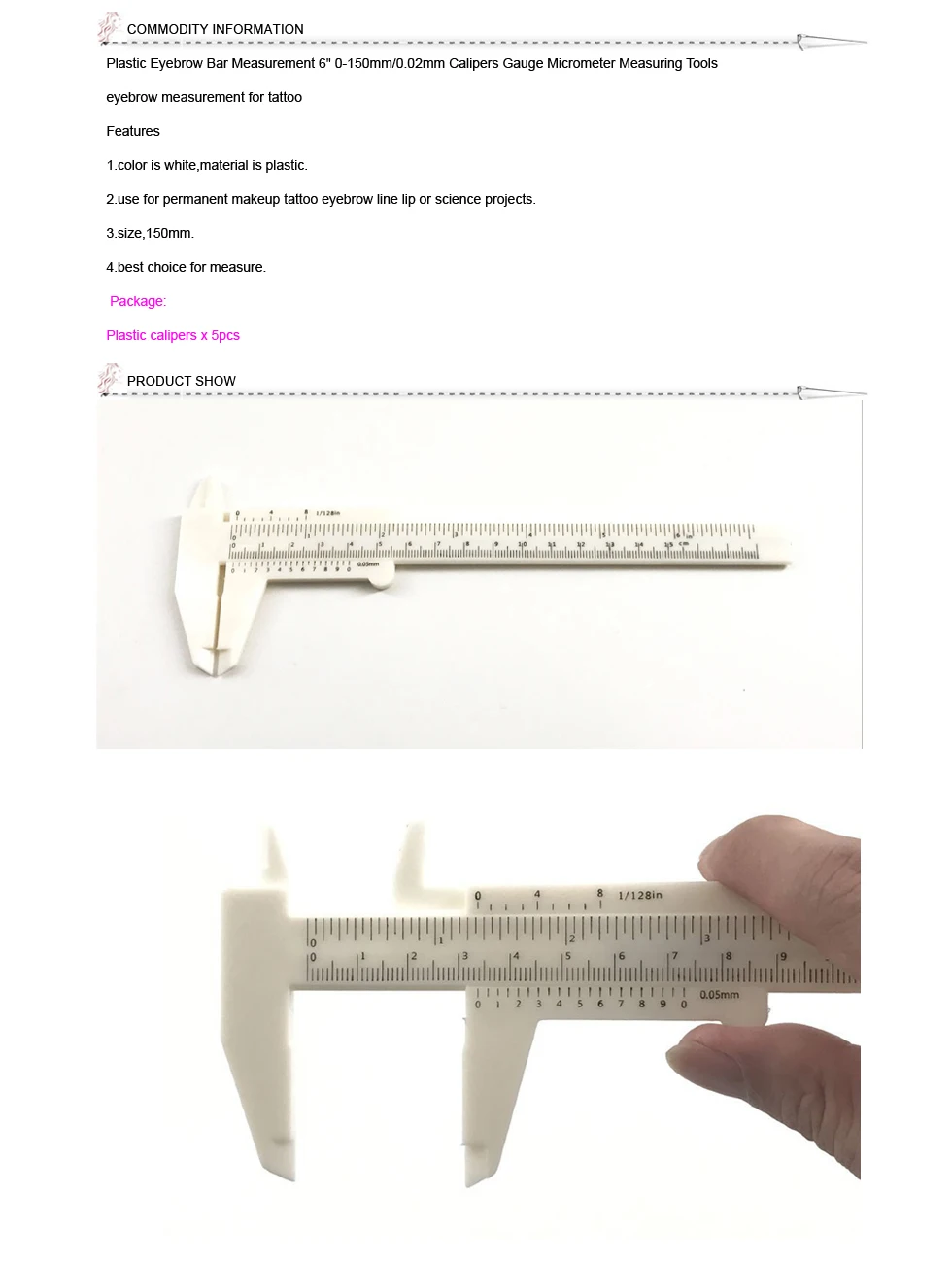 Measuring Tools 5PCS White Plastic Eyebrow Bar Measurement For Microblading Permanent Makeup Tattoo Eyebrow