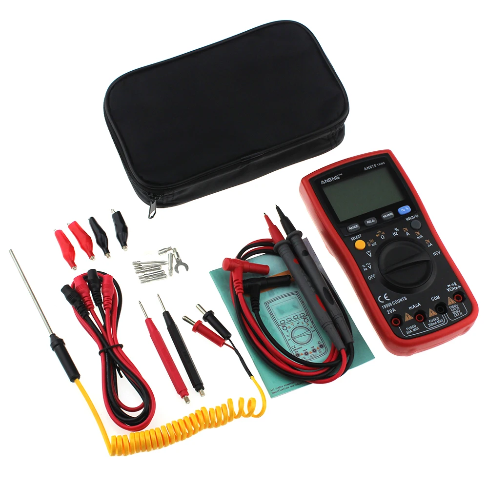 

AN870 Auto Range Digital Precision multimeter True-RMS 19999 COUNTS NCV Ohmmeter AC/DC Voltage Ammeter Transistor Tester