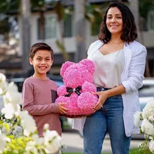 Горячая Распродажа 40 см медведь из роз Искусственные цветы домашний свадебный фестиваль DIY Дешевые Свадебные украшения Подарочная коробка венок ремесла