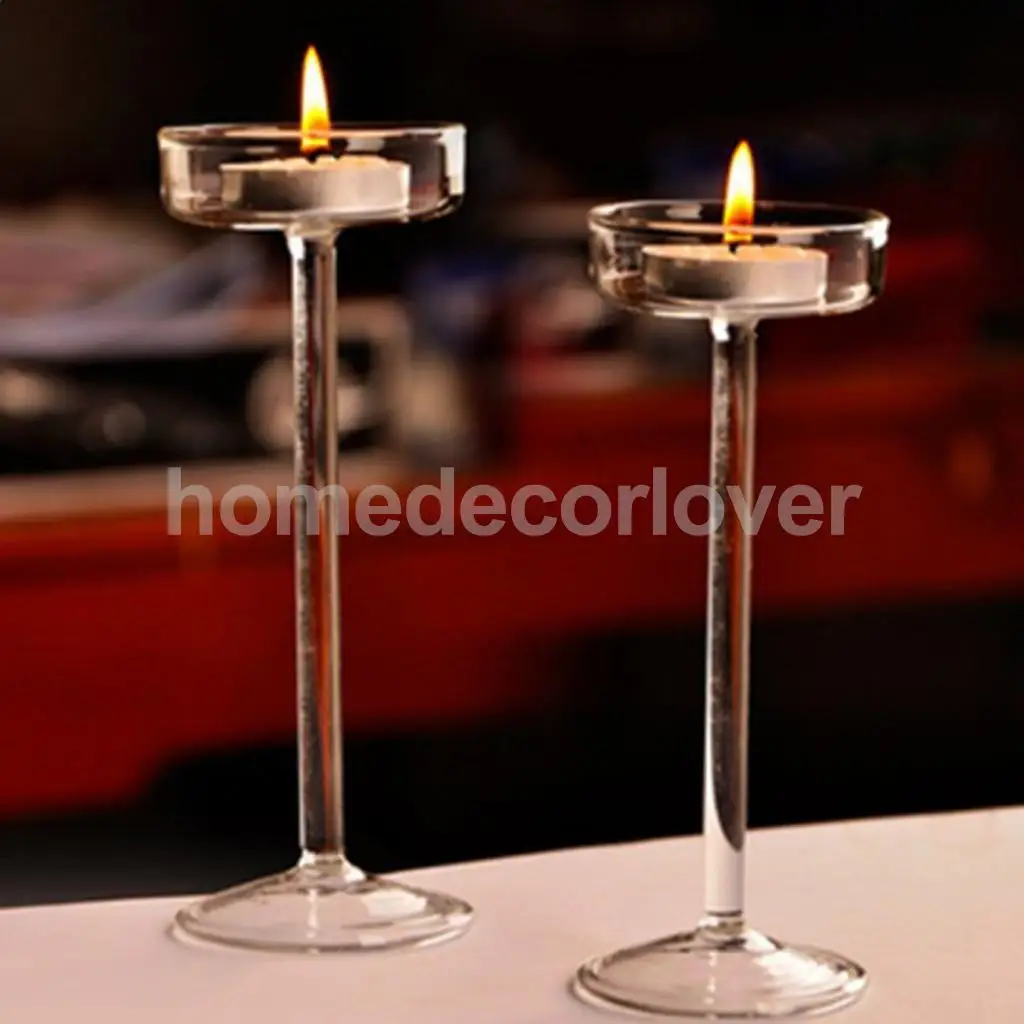 Clear Glass Tabletop Candle Stand Holder Case for Tealight LED Candle