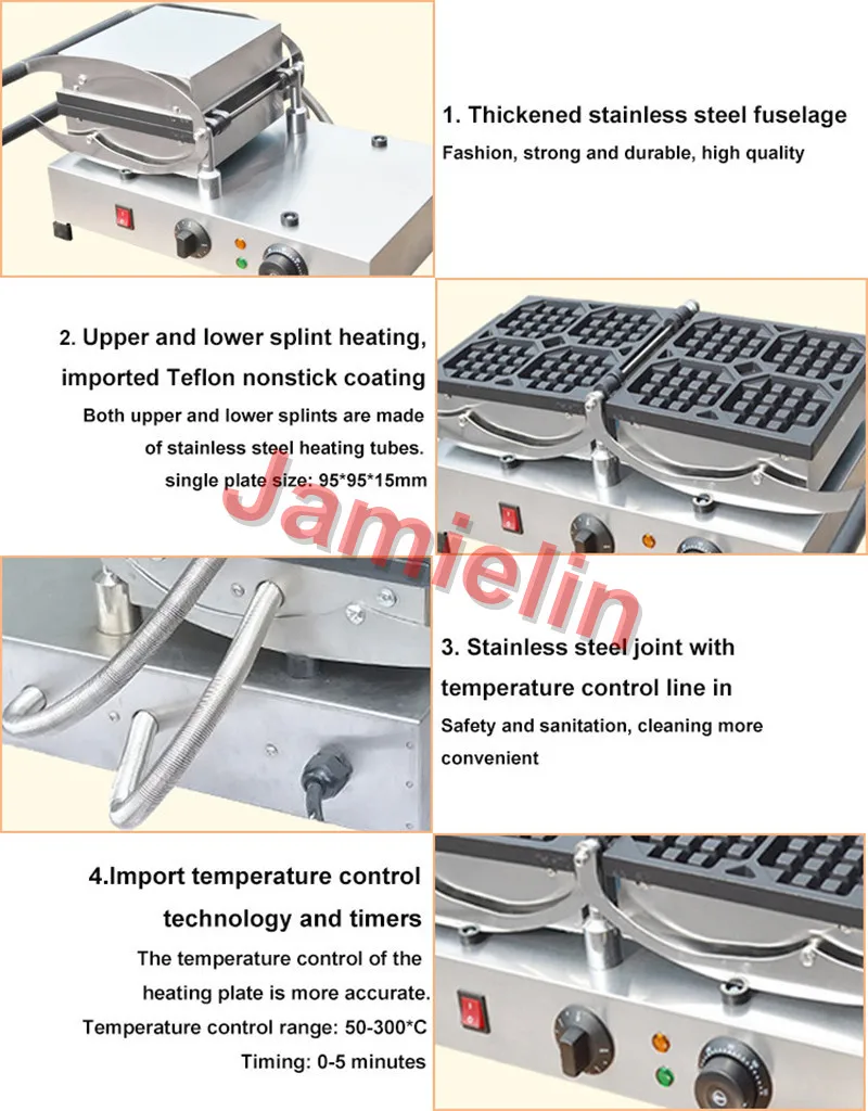 Jamielin Электрический промышленный квадратный машины для выпечки вафель повернуть вафельная плита, повернуть вафельница, вафельница машина