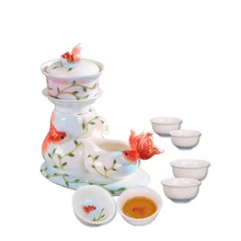 9 шт. автоматический цветной эмалированный чайный сервиз Gaiwan чашка Китайский кунг-фу посуда для напитков креативная 3D Обезьяна Золотая рыбка Дельфин