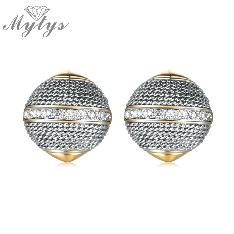 Mytys модные геометрические золотые и Серые Металлические модные вечерние круглые серьги-гвоздики для женщин CE283
