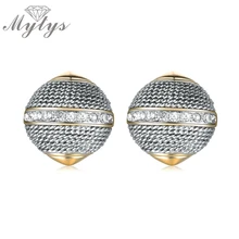 Mytys модные геометрические золотые и Серые Металлические модные вечерние круглые серьги-гвоздики для женщин CE283