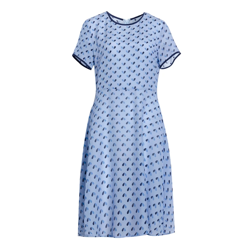 Женское мини-платье из натурального шелка с принтом сердца, платья с коротким рукавом и высокой талией, новинка, летние синие платья для женщин
