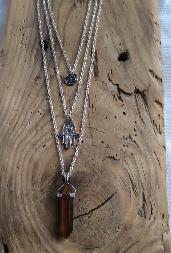 Винтажное серебряное многослойное ожерелье чокер с шестигранными колоннами и