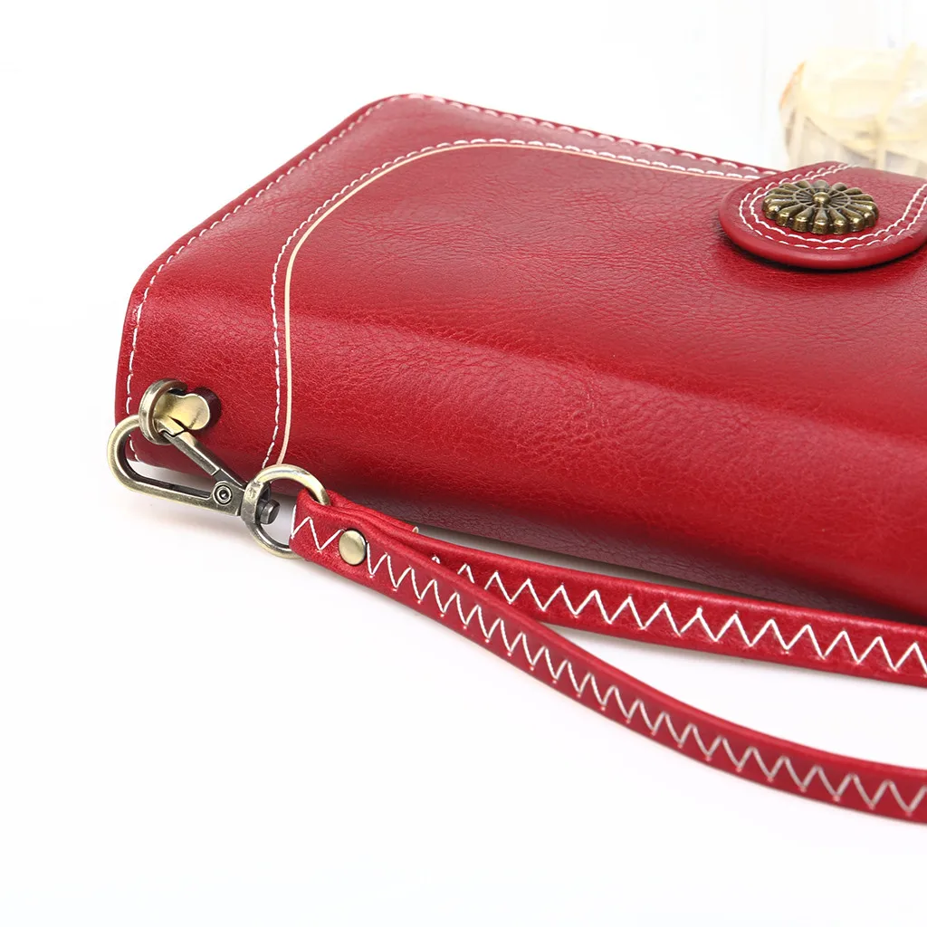 Aelicy, Женская винтажная одноцветная сумка на молнии, длинная стильная сумка для телефона, кошелек, кошелек для карт, высокое качество, одноцветная сумка, простой карман для телефона