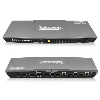 

Tesla smart HDMI KVM Switch 4 Port HDMI 4K 60Hz Ultra HD Multimedia with Audio Output support USB 2.0 Keyboard and mouse port