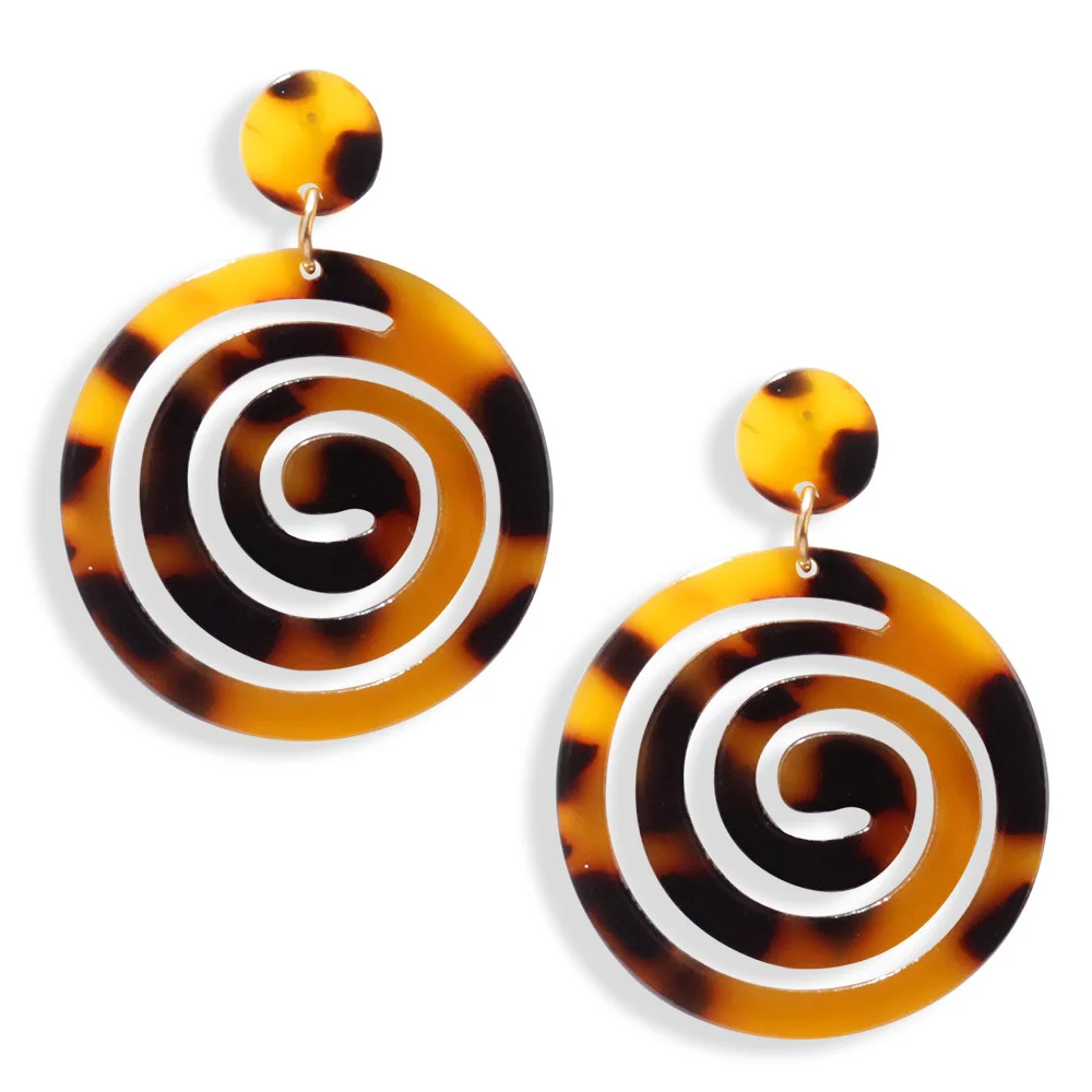 

New Fashion Tortoiseshell Earrings High-grade Temperament Acetate Board Earring Round Cute Cute Open Lollipop Earrings for Women