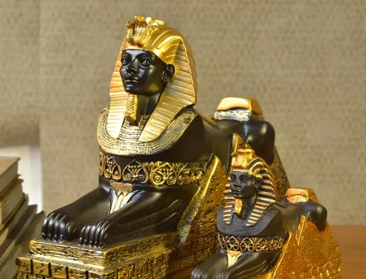Resin Ancient Egyptian Gold Sphinx Ruins Model Small Figurine Crafts