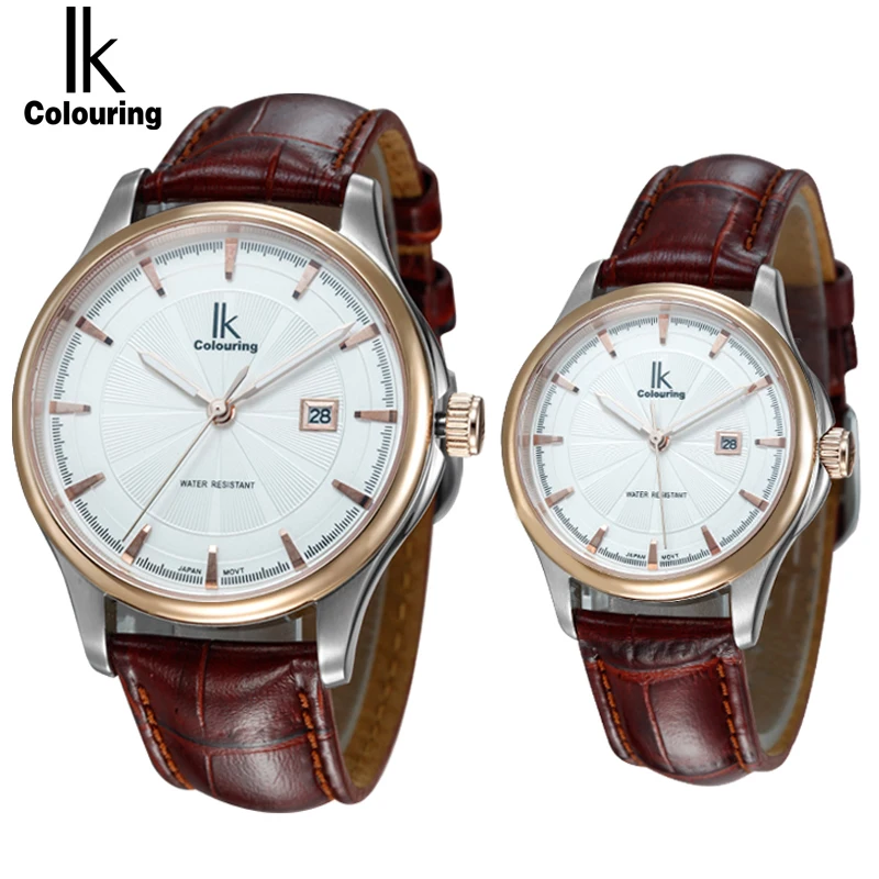 IK coloring парные часы Авто Дата кварцевые мужские и женские наручные Роскошные
