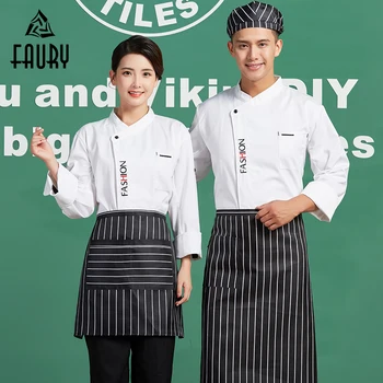 

New Adjustable Long Sleeve Kitchen Work Chef Jackets Cuisine Cozinha Unisex Restaurant Cooking Coats Waiter Overalls Clothing