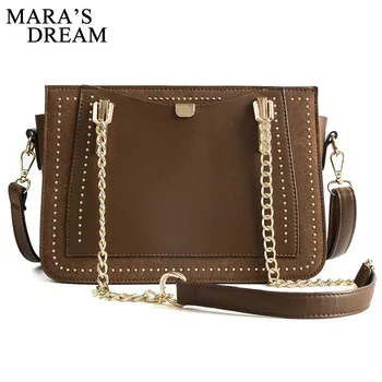 

Mara's Dream 2019 New Matte Solid Square Bag Solid Color Rivet Shoulder Diagonal Portable Handbag