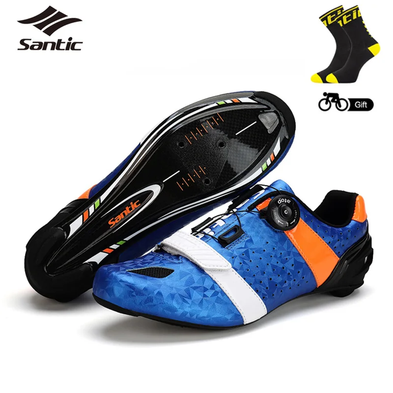 

Santic Men's Cycling Road Shoes Carbon Fiber Sole Bottom Light Breathable Annular Alignment Cycling Outdoor Sports Shoes for Man