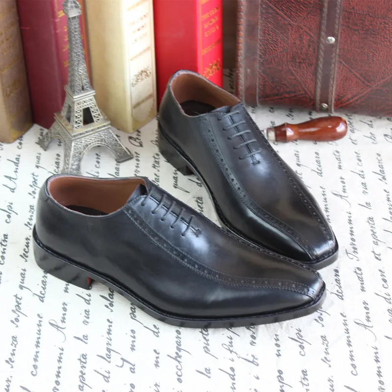 

SKP181 Italia Goodyear Craft Genuine Calf Leather Men's oxfords  Hand Made Shoes black Color - Dropshipping Low Price