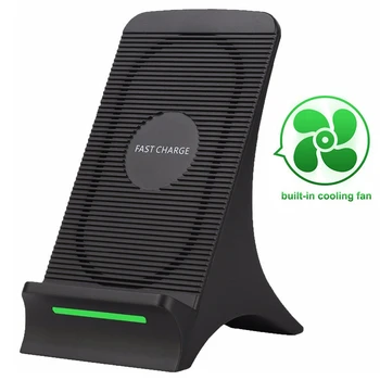 

QI Wireless Charging Phone Stand Fast Wireless Charger Pad With Cooling Fan for iPhone X 8 Plus Samsung S8 S9 Plus S6 S7 Edge
