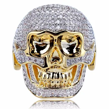

Retro Skull Mask Men Domineering Gold Ring Micro Inlay The Cubic Zircon Tide Guy Hip-hop Punk Ring Fashion Gift Jewelry