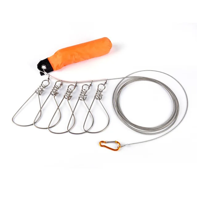 US $4.01 5 Snap Outdoor Stainless Steel Fishing Sports Ropes Float Fish Stringer Fishing Lock for Accessorie