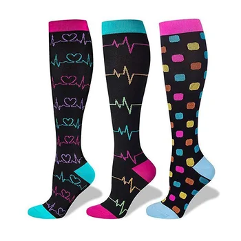 

High Quality Compression Socks Women Printed Happy Tube Socks Unisex Elastic Nursing Calf Sports Socks For Running Cycling