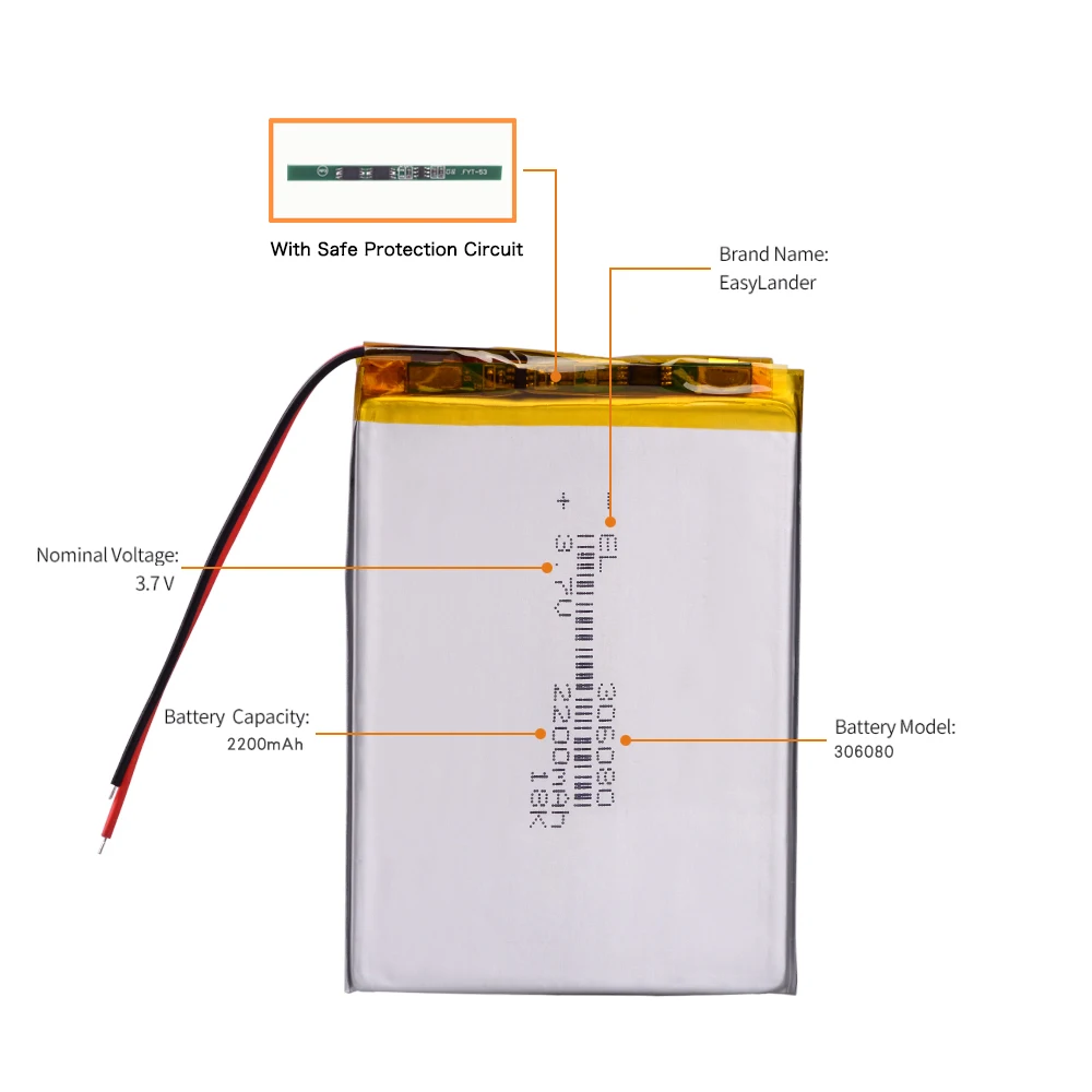 3pcs/Lot 306080 3.7V 2200mAh Polymer Li-ion