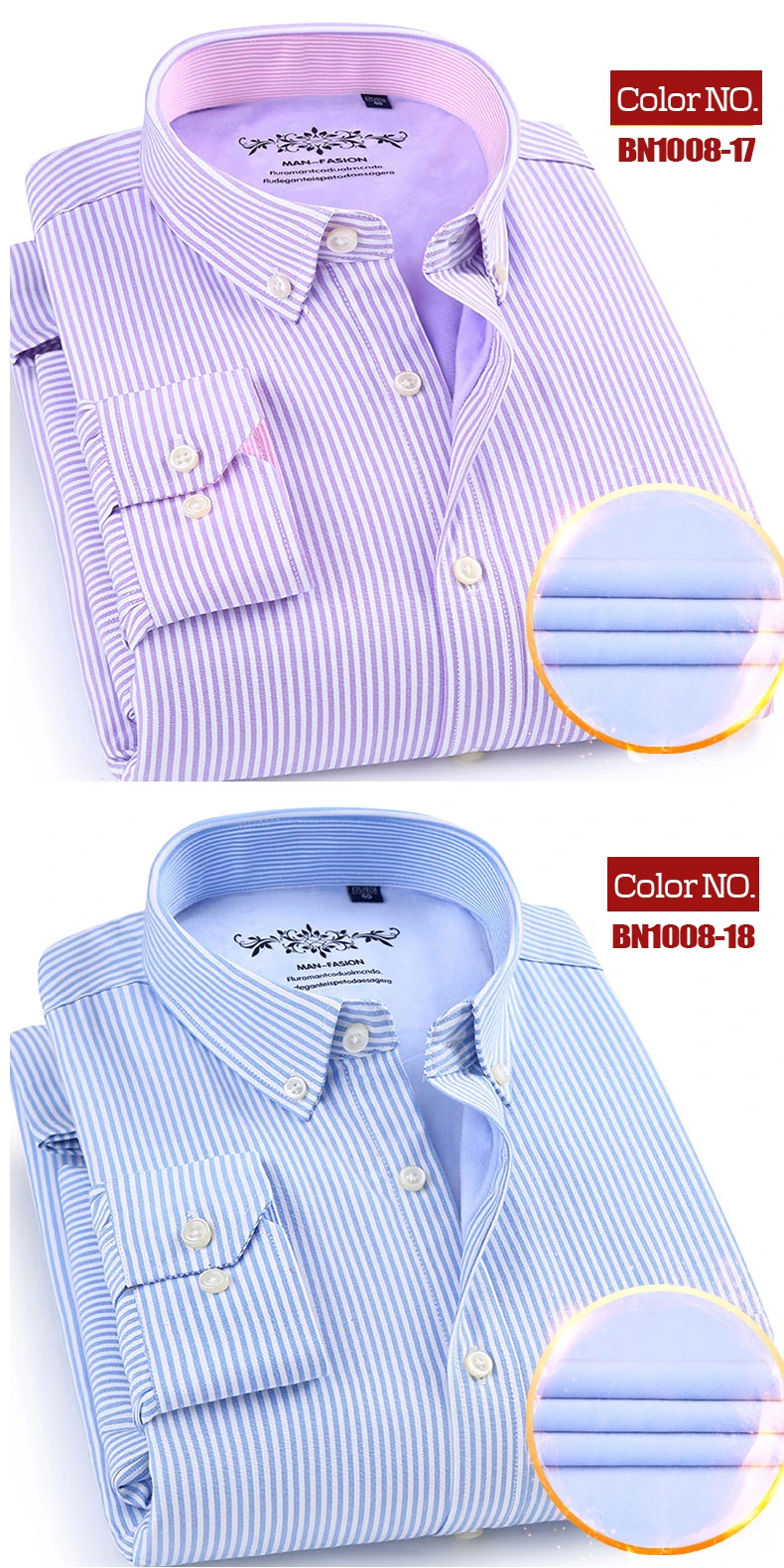 Winter mens work shirts striped solid color Long sleeve social men dress shirt oxford male shirts Plus size 4XL White color