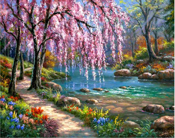 

5D DIY Diamond Embroidery Scenery Trees Diamond Painting landscape Cross Stitch Needlework Home Decor Round drill gift