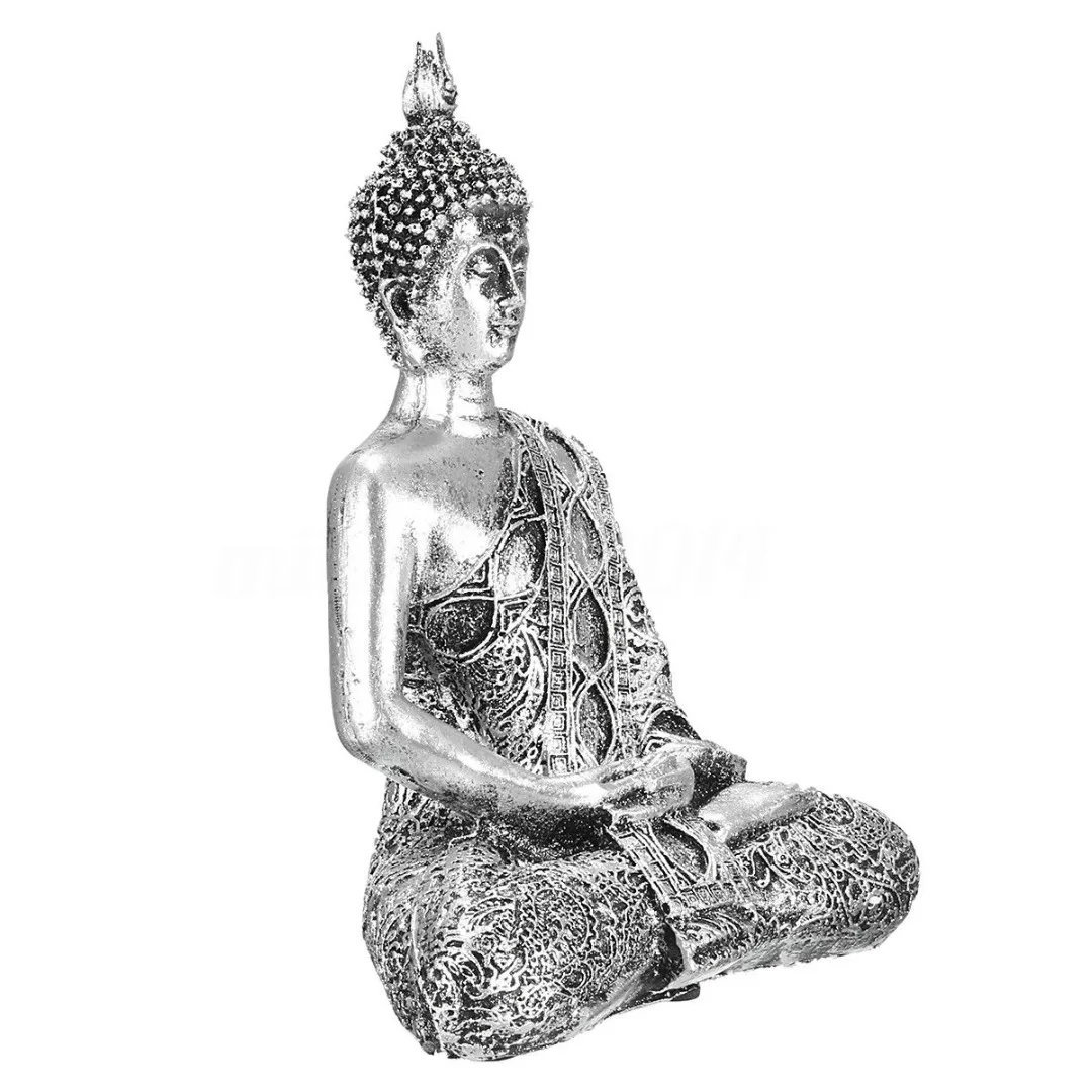 170*30*75mm Silver Thai Buddha Statue Sculpture Meditating Antique Home Ornament Feng Shui Tibetan Buddhist Amitabha