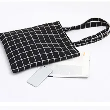 Модная Женская Студенческая Холщовая Сумка льняная клетчатая сумка через плечо эко хозяйственная большая емкость новая