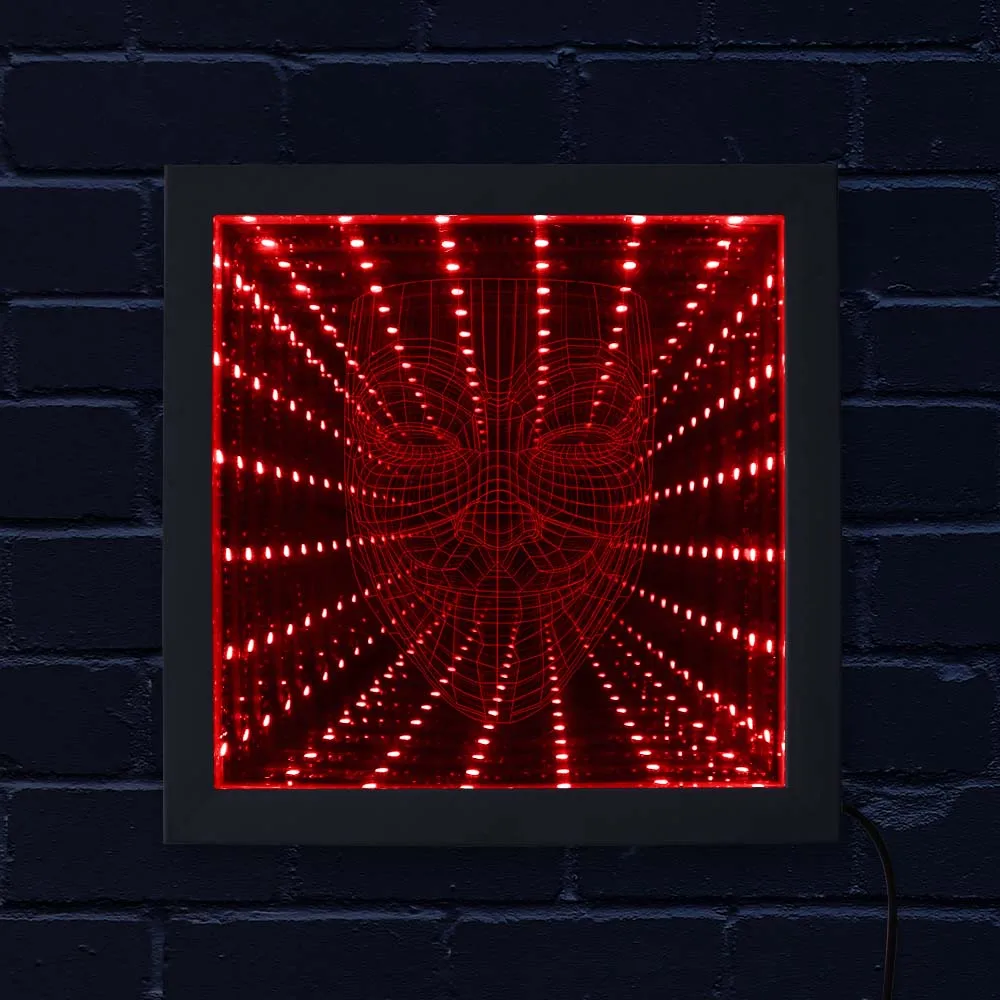 ##BUY Anonymous guy Fawkes mask LED Infinity Mirror Wood Infinite Led Tunnel Lamp Illuminated Mirror