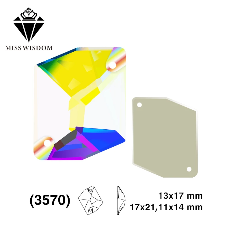 

11X14mm/13X17mm/17X21mm 2018 New product high quality flat glass double hole sew-on rhinestones Hexagon AB color diy accessories
