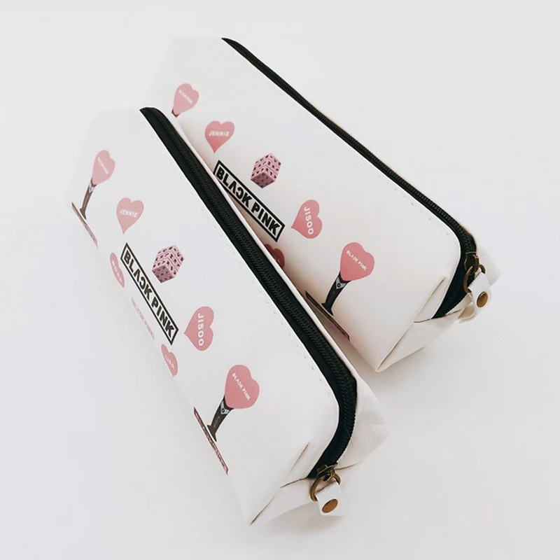 1 шт. Kawaii мультфильм K-pop черный розовый пенал из ПУ хранения Органайзер ручка сумка вентиляторы канцелярские подарки